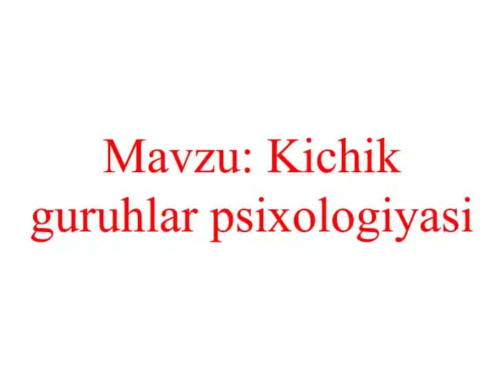 Kichik guruhlar psixologiyasi