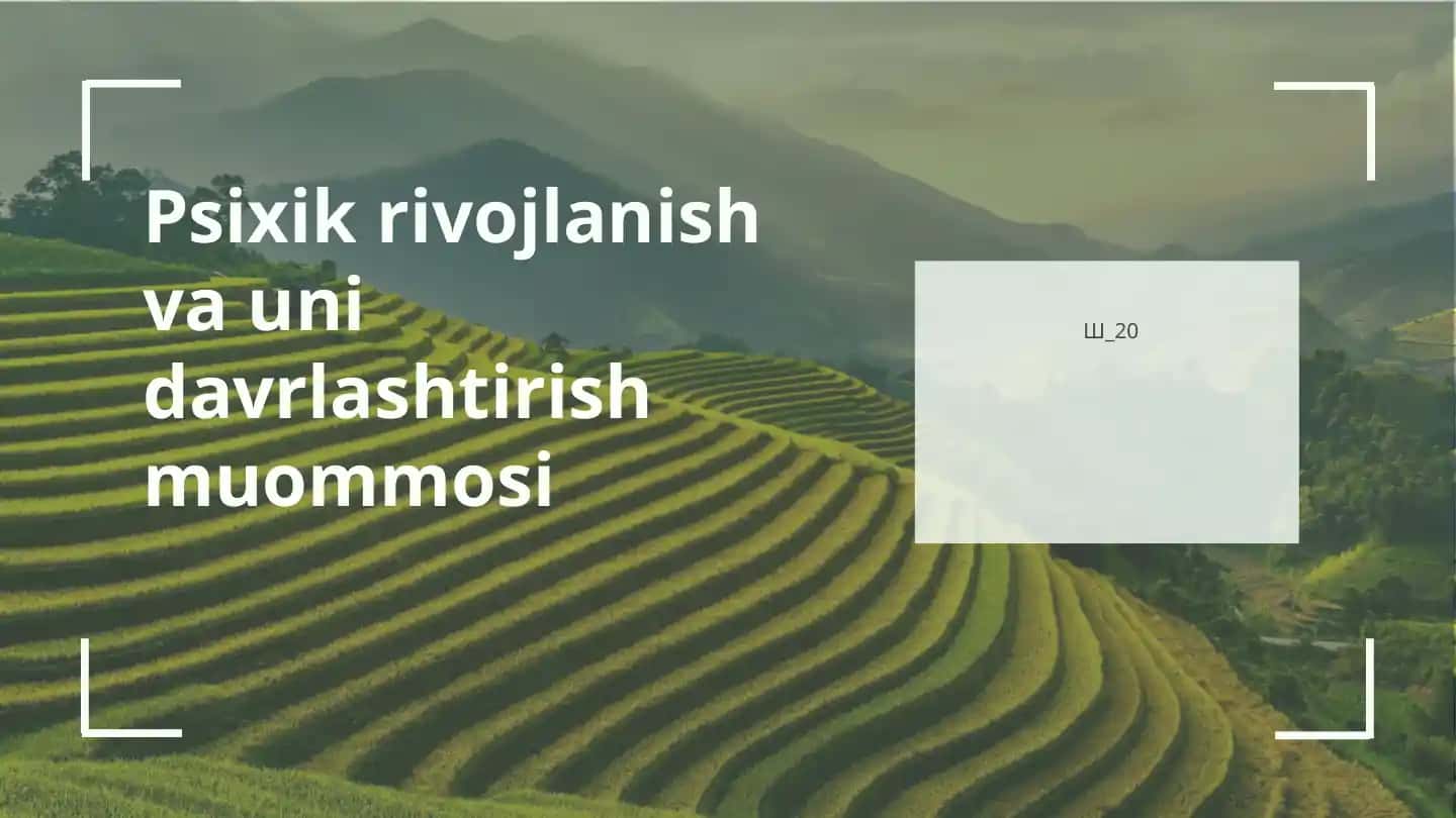 Psixik rivojlanish va uni davrlashtirish muommosi