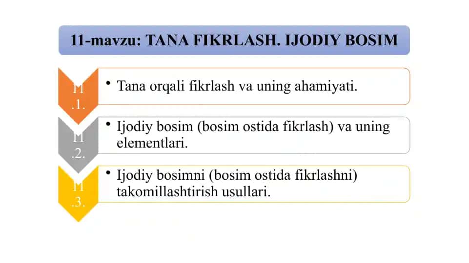 Tana Fikrlash va Tegishli Harakatlar
