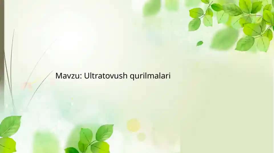 Ultratovush qurilmalari