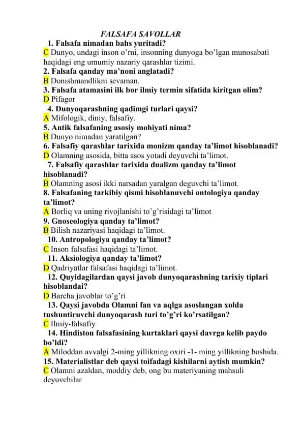 Falsafa savollar