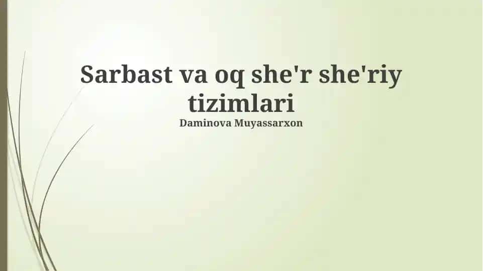 Sarbast va oq she'r she'riy tizimlari