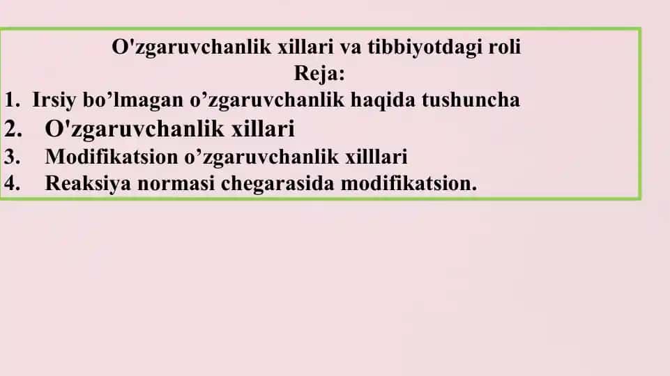 O'zgaruvchanlik xillari va tibbiyotdagi roli