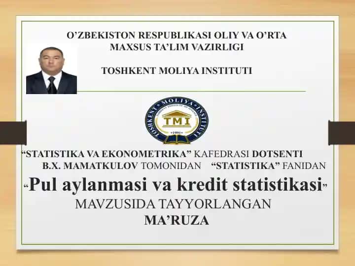 "Pul aylanmasi va kredit statistikasi"