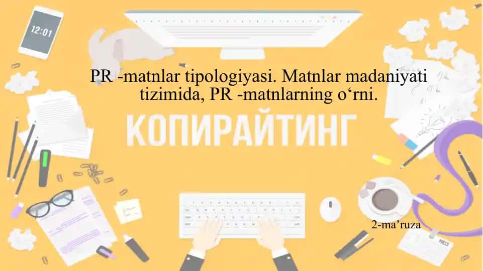 PR-matnlar tipologiyasi