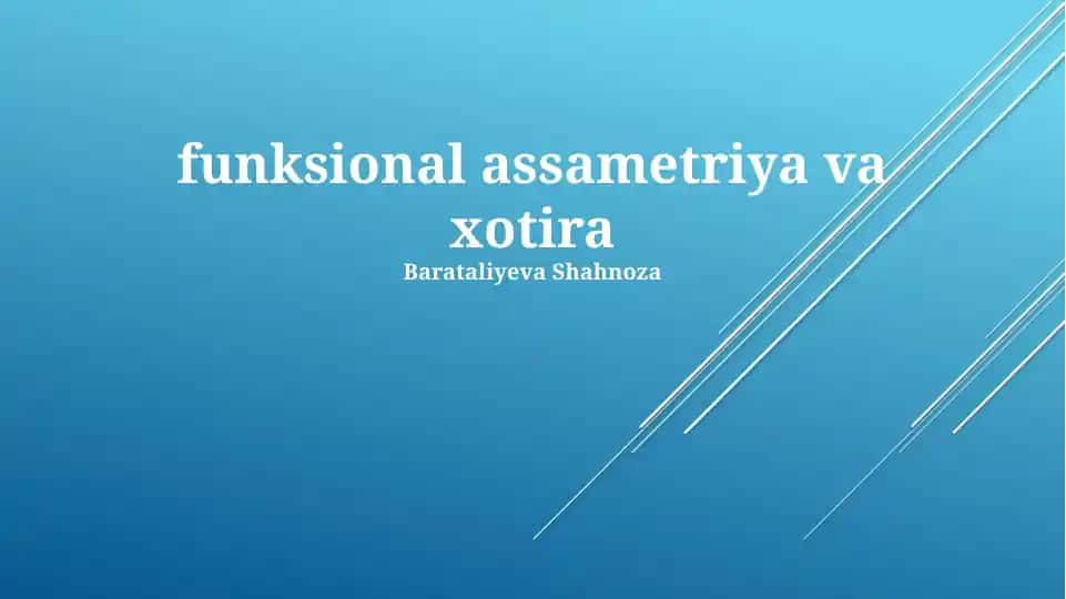 Funktsional assametriya va xotira