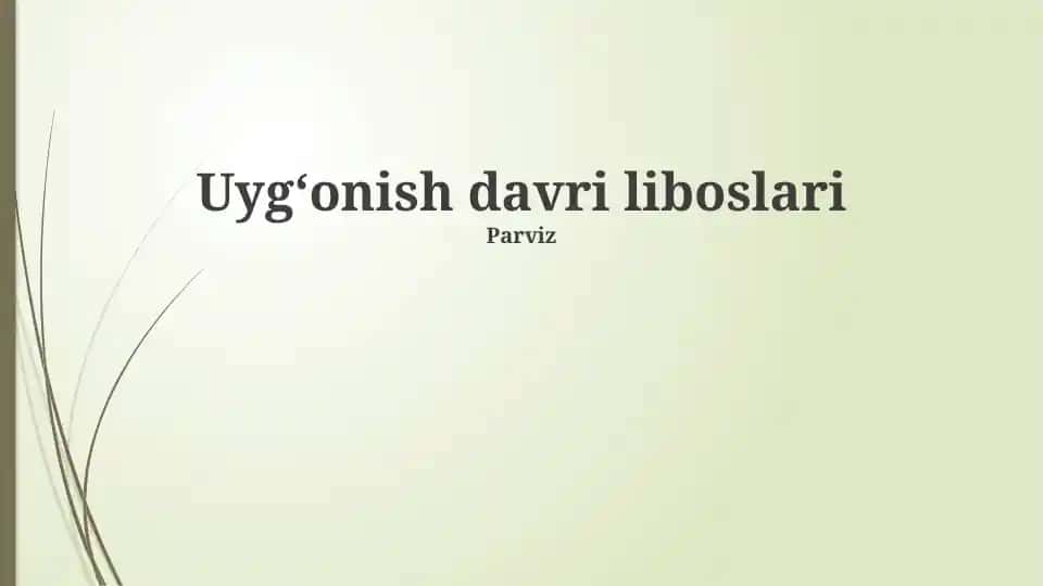 Uygʻonish davri liboslari