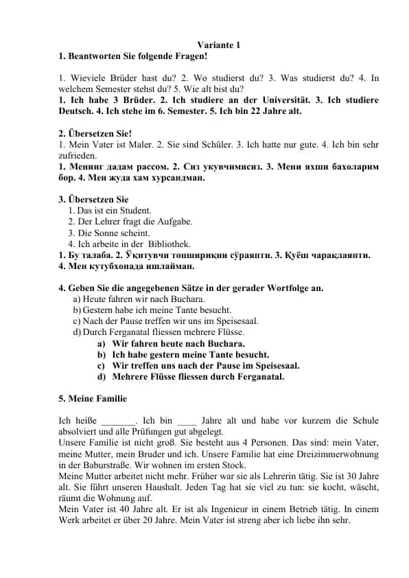 Deutsch Übungen