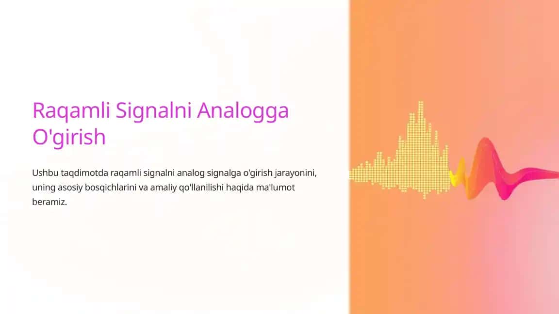 Raqamli Signalni Analogga O'girish