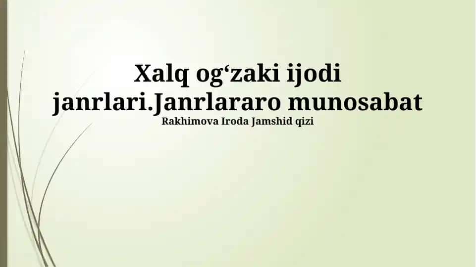 Xalq ogʻzaki ijodi janrlari