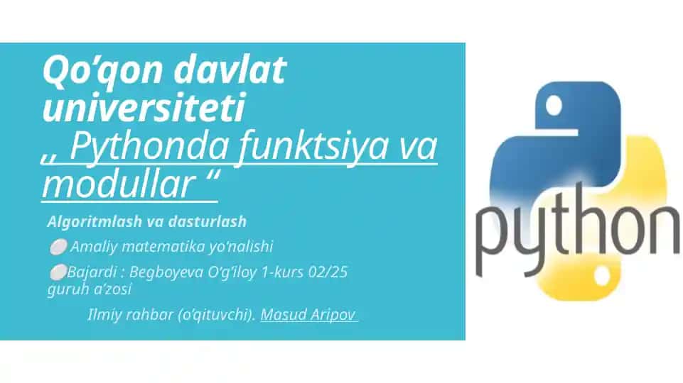 Pythondafunktsiyava modullar