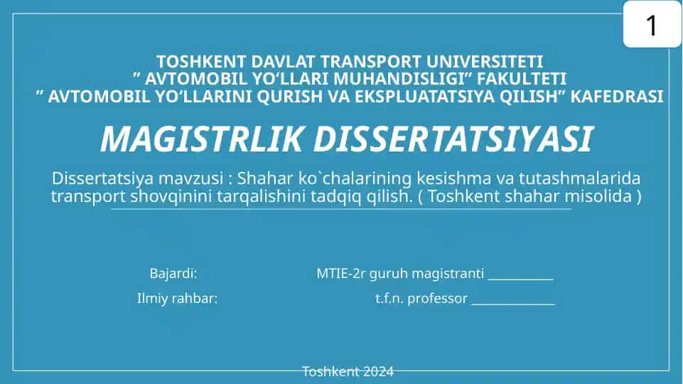 Transport shovqinini tarqalishning tadqiqoti