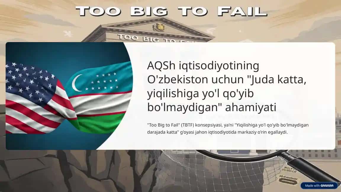 AQSh iqtisodiyotining O'zbekiston uchun "Juda katta, yiqilishiga yo'l qo'yib bo'lmaydigan" ahamiyati