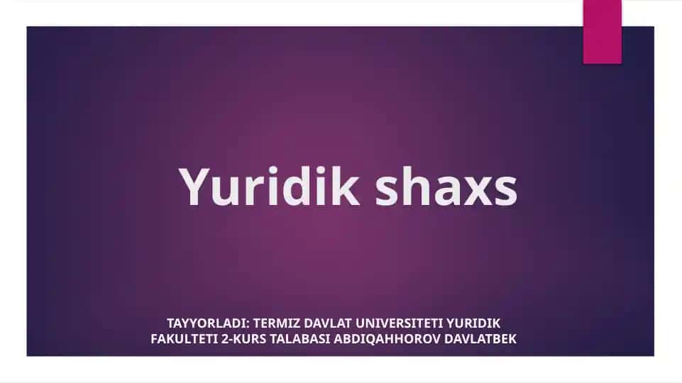 Yuridik shaxs