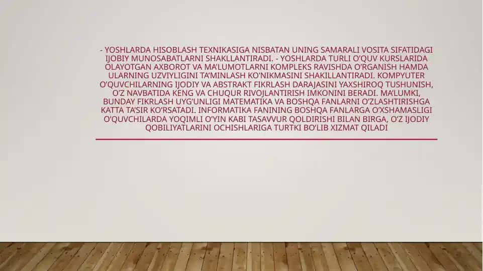 Yoshlarda Hisoblash Texnikasi