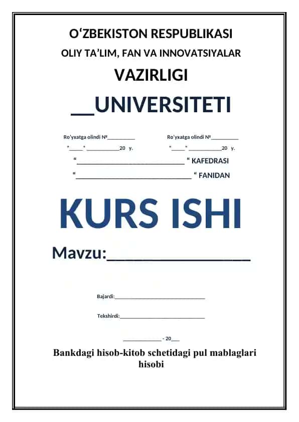 Bank hisob-kitobi mavzusi