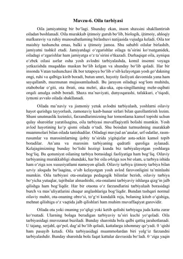Oila tarbiyasi