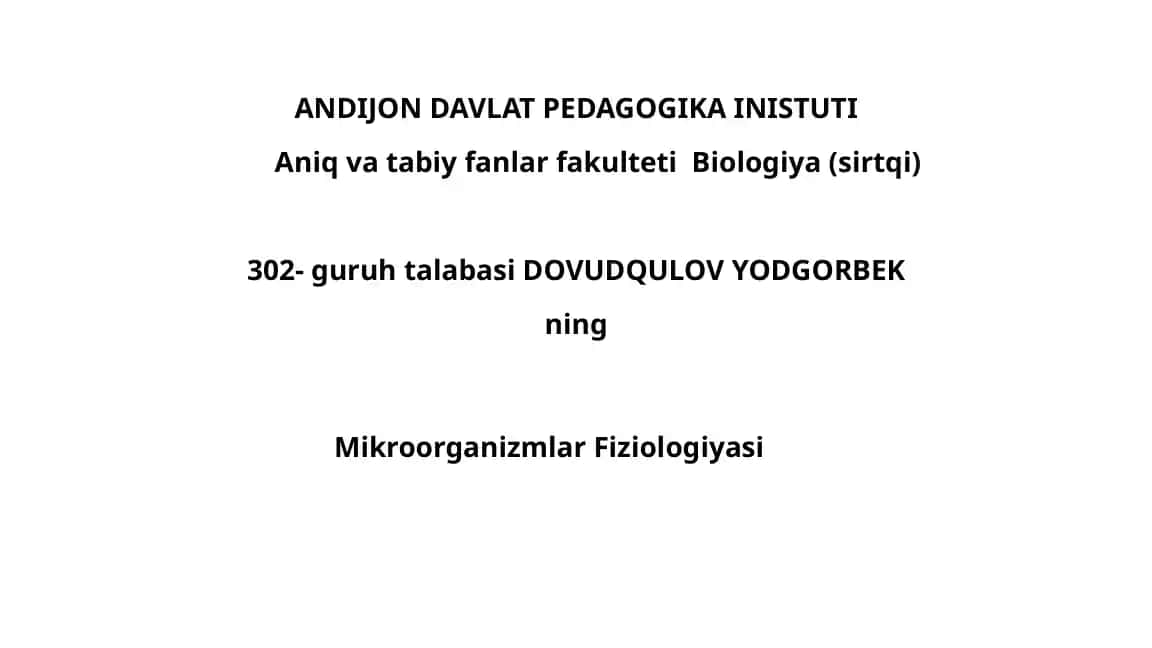 Mikroorganizmlar Fiziologiyasi