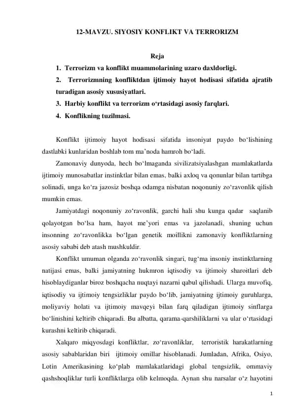 Siyosiy konflikt va terrorizm