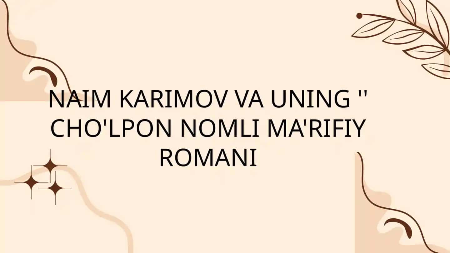 CHO'LPON NOMLI MA'RIFIY ROMANI
