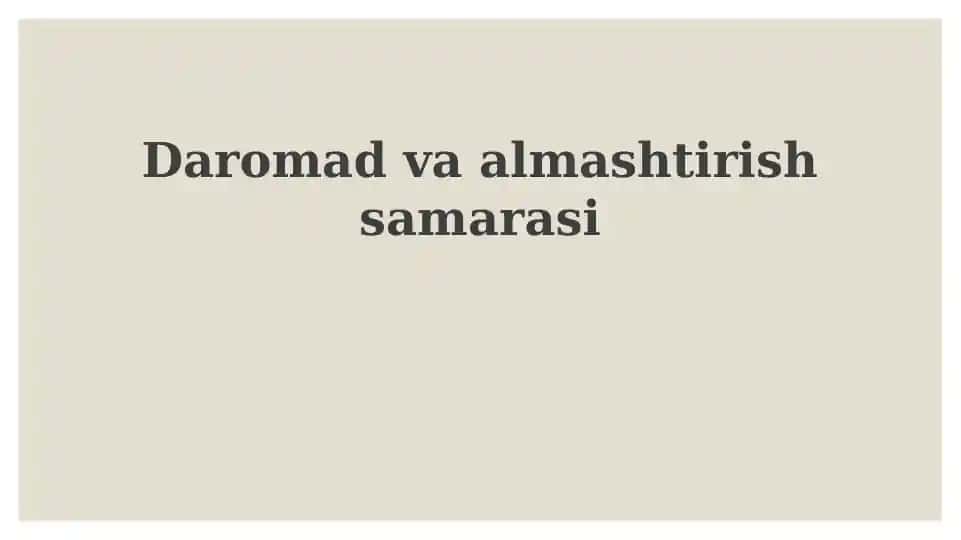 Daromad va almashtirish samarasi