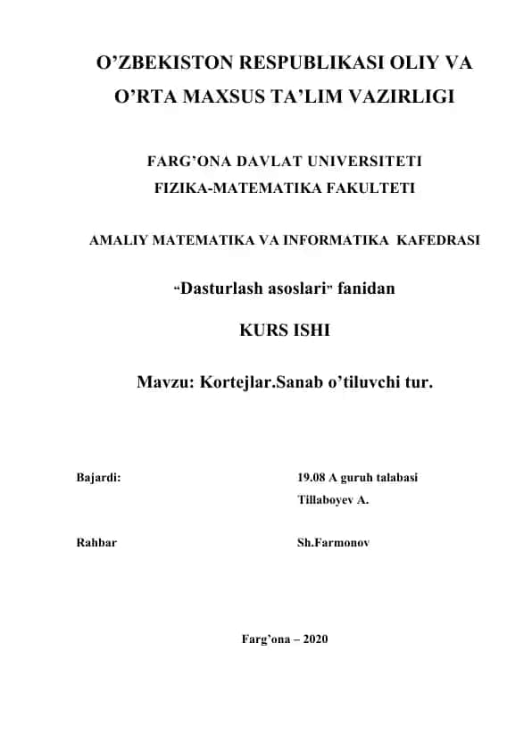 Kortejlar.Sanab o’tiluvchi tur