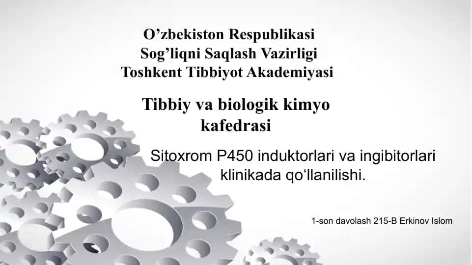 Sitoxrom P450 induktorlari va ingibitorlari klinikada qo‘llanilishi