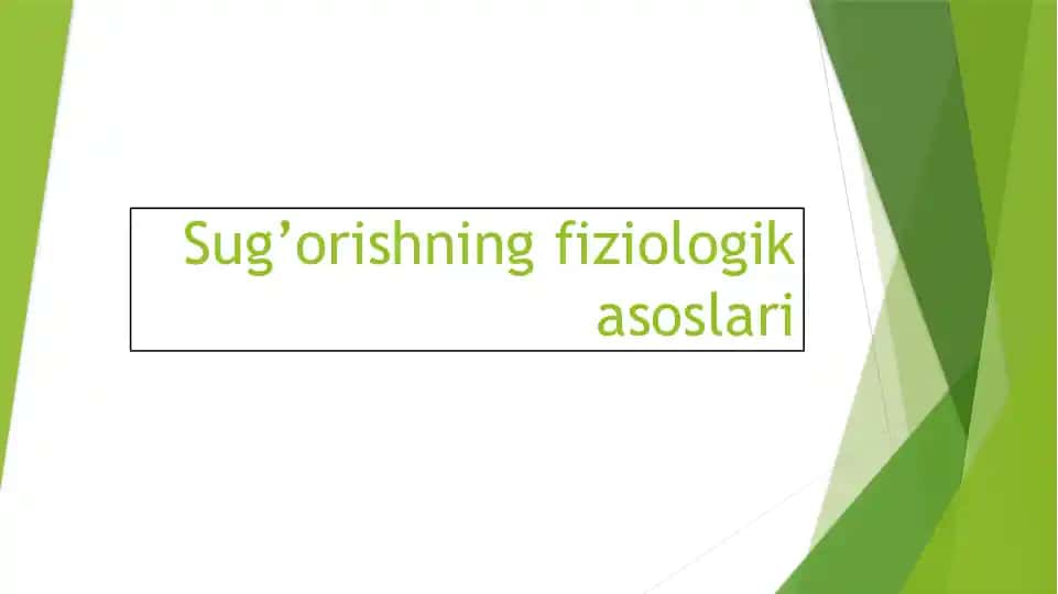 Sug’orishning fiziologik asoslari