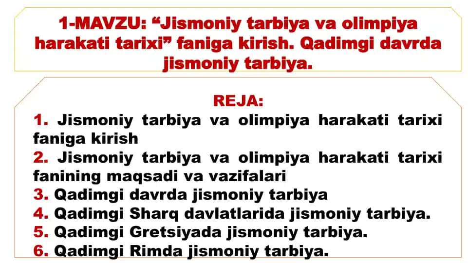 Jismoniy tarbiya va olimpiya harakati tarixi