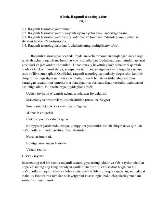 Raqamli texnologiyalar