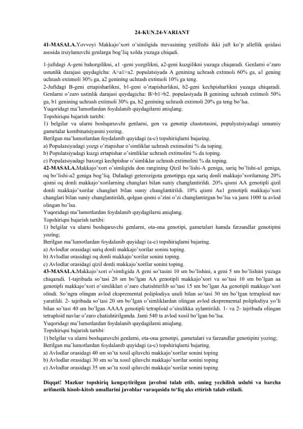 Genetika va genetik jarayonlar