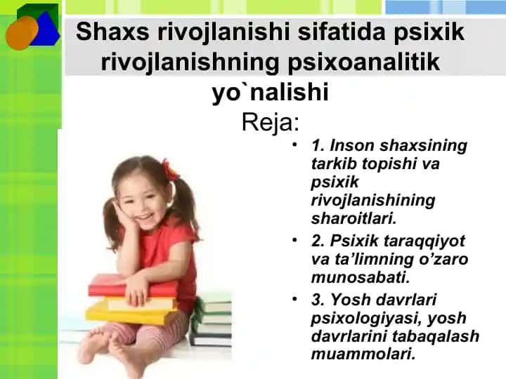 Psixik rivojlanishning psixoanalitik yo`nalishi