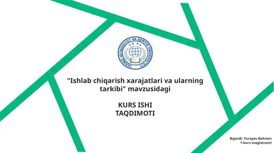 Ishlab chiqarish xarajatlari va ularning tarkibi taqdimoti