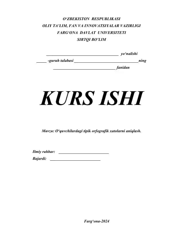 Oʻquvchilardagi tipik orfografik xatolarni aniqlash.