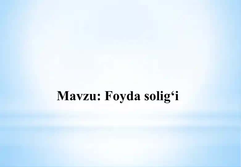 Foyda solig‘i