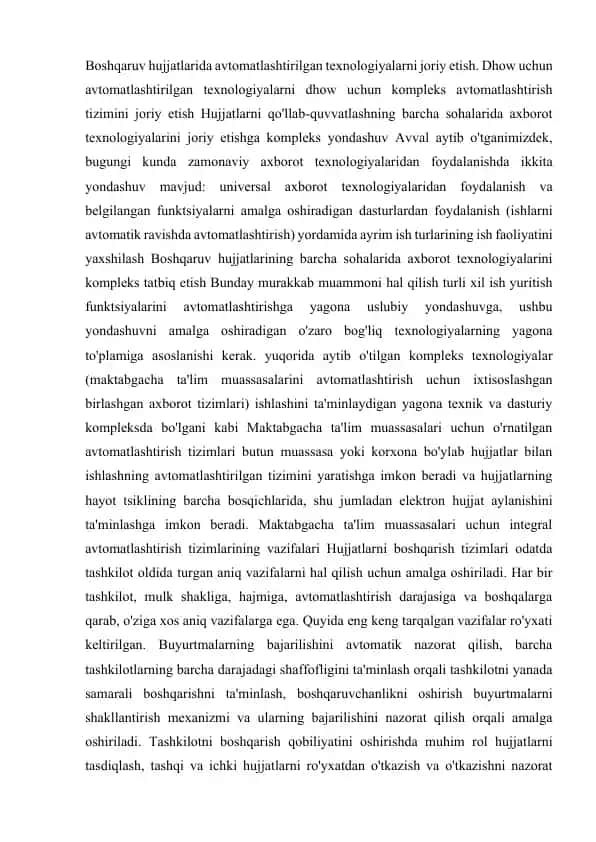 Maktabgacha ta'lim muassasalarini avtomatlashtirish