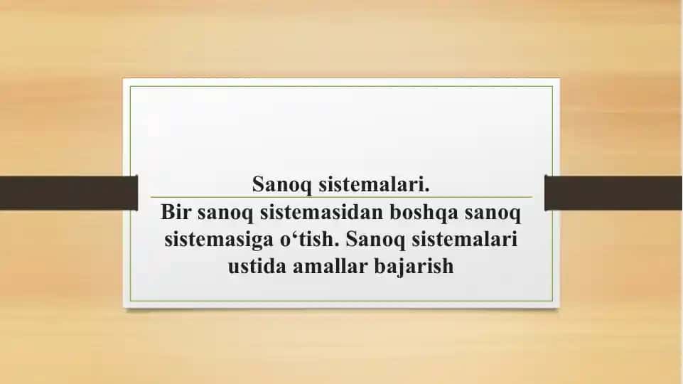Sanoq sistemalari