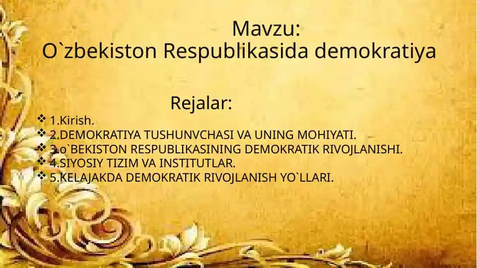 O'zbekiston Respublikasida demokratiya