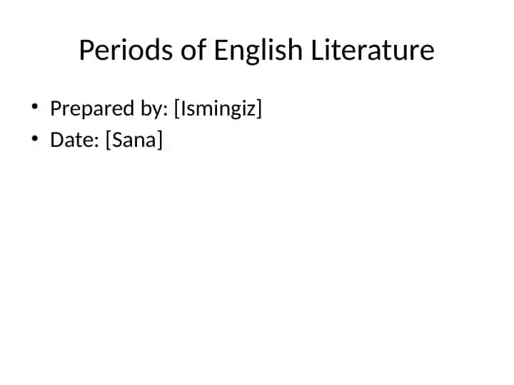 Periods of English Literature