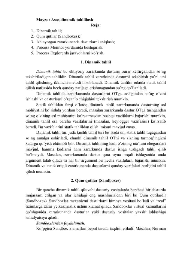 Asos dinamik tahlillash