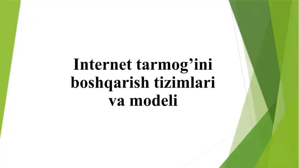 Internettarmoq'iniboshqarishtizimlari va modeli
