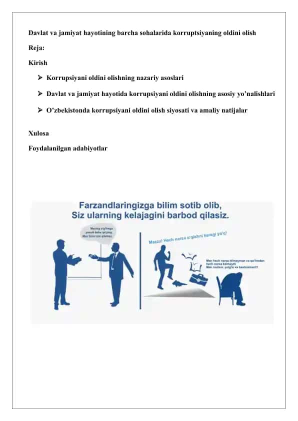 Korrupsiyani oldini olish