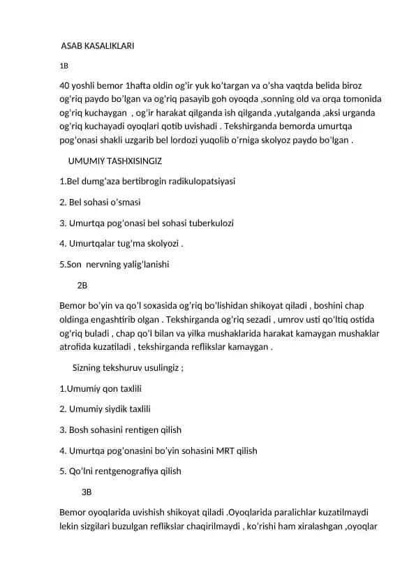 ASAB KASALIKLARI