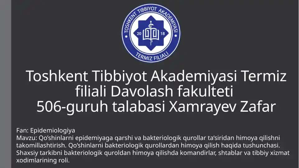 Epidemiologiya fanidan tadqiqot
