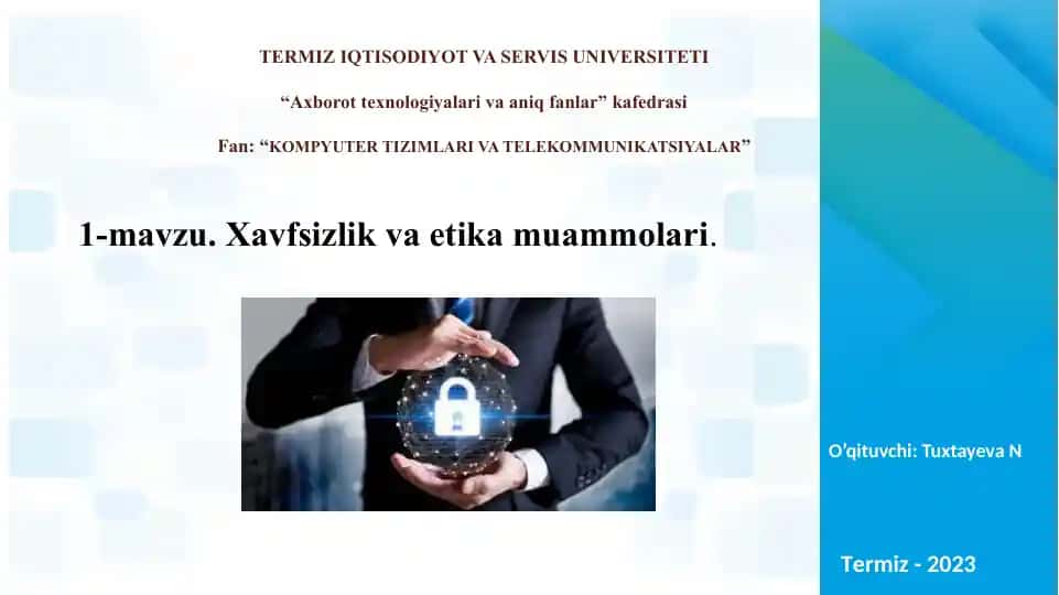Xavfsizlik va etika muammolari