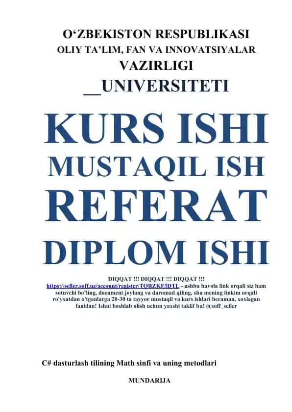 C# dasturlash tilining Math sinfi va uning metodlari