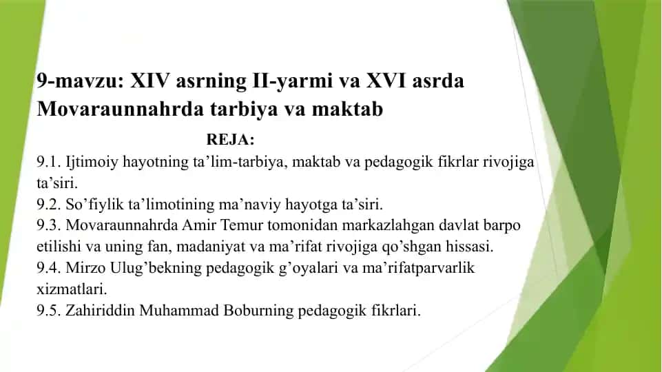 Movaraunnahr maktab tarbiyasi va pedagogik fikrlar