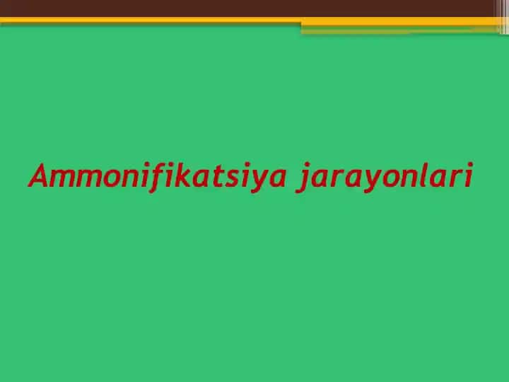Ammonifikatsiyajarayonlari