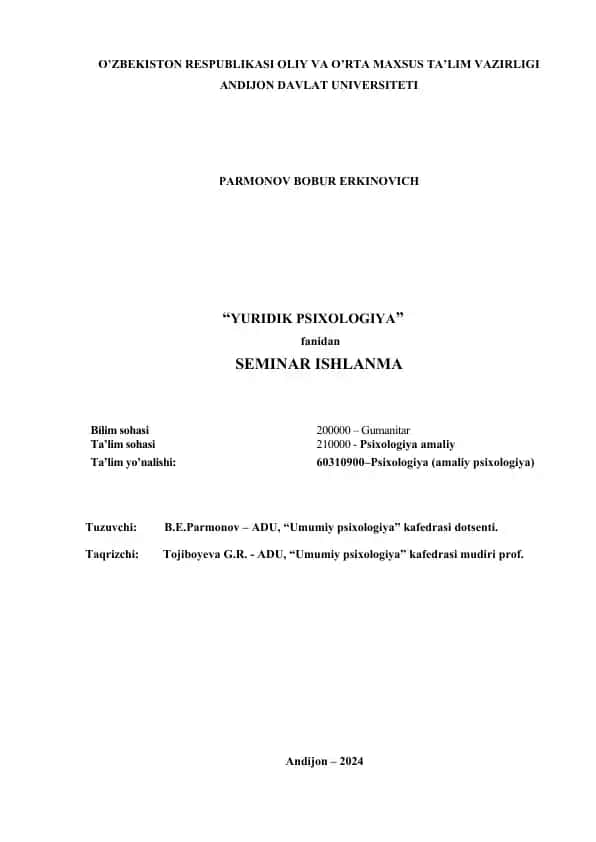 "YURIDIK PSIXOLOGIYA"