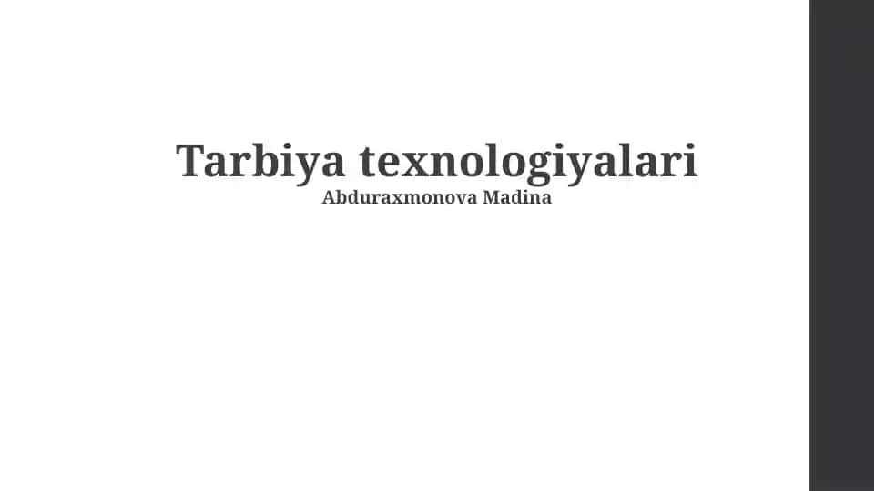 Tarbiya texnologiyalari